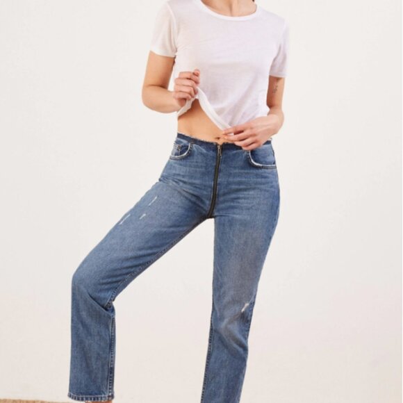 REFORMATION – Zipper Crop Straight Leg Jeans  – Size 27 – Excellent condition - Picture 1 of 10